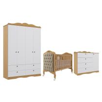 Dormitório Encanto Guarda Roupa, Cômoda e Berço Harmonia com Capitonê - Permóbili Baby Dormitório Encanto Guarda Roupa, Cômoda e Berço Harmonia com Capitonê - Permóbili Baby