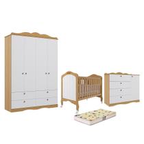 Dormitório Encanto Guarda-Roupa, Cômoda e Berço Harmonia com Colchão Supreme - Permóbili Baby Dormitório Encanto Guarda-Roupa, Cômoda e Berço Harmonia com Colchão Supreme - Permóbili Baby