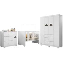 Dormitório infantil Ane Guarda Roupa Berço Comoda Branco Pheonix Baby
