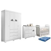 Dormitório Infantil Ane Guarda Roupa, Cômoda, Berço Danny com Colchão Physical - Phoenix Baby Dormitório Infantil Ane Guarda Roupa, Cômoda, Berço Danny com Colchão Physical - Phoenix Baby