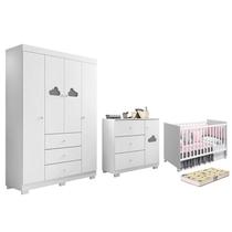 Dormitório Infantil Ane Guarda Roupa, Cômoda e Berço Mel com Colchão Supreme - Phoenix Baby Dormitório Infantil Ane Guarda Roupa, Cômoda e Berço Mel com Colchão Supreme - Phoenix Baby