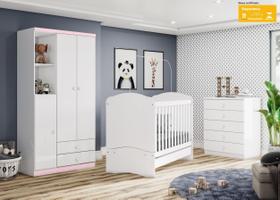Dormitório Infantil Bala de Menta Branco/Rosa - Henn