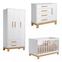 Dormitório Infantil Berço Padrão Americano Com Guarda Roupa Cômoda - Qmovi Dormitório Infantil Berço Padrão Americano Com Guarda Roupa Cômoda - Qmovi