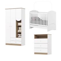 Dormitório Infantil Completo Berço Bala De Menta Para Quarto Bebê Magia Branco / Madeirado