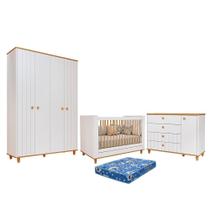 Dormitório Infantil Cupcake Guarda Roupa, Cômoda 1 Porta e Berço com Colchão Physical - Permóbili Baby