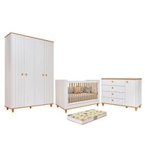 Dormitório Infantil Cupcake Guarda Roupa, Cômoda 1 Porta e Berço com Colchão Supreme - Permóbili Baby