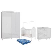 Dormitório Infantil Elô Guarda Roupa, Cômoda e Berço com Colchão Baby Physical - Móveis Peroba