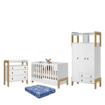 Dormitório Infantil Fantasia Guarda Roupa, Cômoda e Berço com Colchão Baby Physical - Qmovi