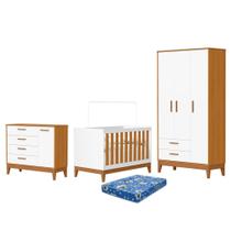 Dormitório Infantil Flip Guarda Roupa 3 Portas, Cômoda 1 Porta e Berço com Colchão Physical - Reller Móveis