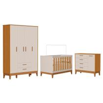 Dormitório Infantil Flip Guarda Roupa 4 Portas, Cômoda 1 Porta e Berço - Reller Móveis Dormitório Infantil Flip Guarda Roupa 4 Portas, Cômoda 1 Porta e Berço - Reller Móveis