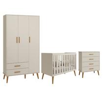 Dormitório Infantil Isis Guarda Roupa 3 Portas, Cômoda e Berço Areia - Reller Móveis