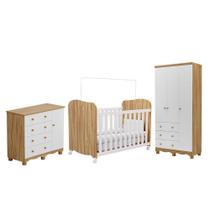 Dormitório Infantil Júnior Guarda Roupa 3 Portas, Cômoda 1 Porta e Berço Uli - Móveis Peroba Dormitório Infantil Júnior Guarda Roupa 3 Portas, Cômoda 1 Porta e Berço Uli - Móveis Peroba
