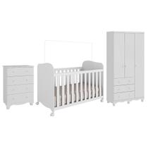 Dormitório Infantil Júnior Guarda Roupa 3 Portas, Cômoda e Berço Uli - Móveis Peroba