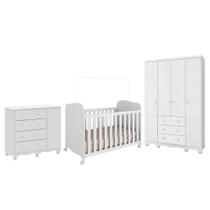 Dormitório Infantil Júnior Guarda Roupa 4 Portas, Cômoda 1 Porta e Berço Uli - Móveis Peroba