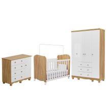Dormitório Infantil Júnior Guarda Roupa 4 Portas, Cômoda 1 Porta e Berço Uli - Móveis Peroba