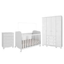 Dormitório Infantil Júnior Guarda Roupa 4 Portas, Cômoda e Berço Uli - Móveis Peroba