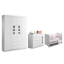 Dormitório Infantil Lívia Guarda Roupa, Cômoda e Berço Tico Branco - Phoenix Baby Dormitório Infantil Lívia Guarda Roupa, Cômoda e Berço Tico Branco - Phoenix Baby