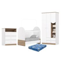 Dormitório Infantil Magia Guarda Roupa, Cômoda e Berço com Colchão Baby Physical - Móveis Henn