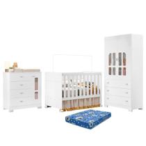 Dormitório Infantil New Katatau Guarda Roupa, Cômoda e Berço com Colchão Baby Physical - Reller Móveis