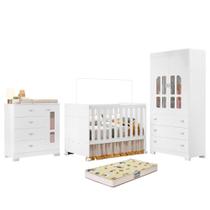 Dormitório Infantil New Katatau Guarda Roupa, Cômoda e Berço com Colchão Supreme - Reller Móveis