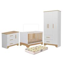 Dormitório Infantil Popy Retrô Plus Guarda Roupa, Cômoda e Berço com Colchão Supreme - Móveis Peroba