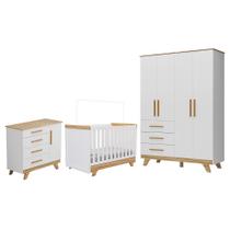 Dormitório Infantil Retrô Guarda Roupa, Cômoda e Berço - Móveis Peroba