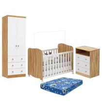 Dormitório Infantil Smim Guarda Roupa, Cômoda e Berço com Colchão Baby Physical - Móveis Peroba