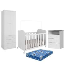 Dormitório Infantil Smim Guarda Roupa, Cômoda e Berço com Colchão Baby Physical - Móveis Peroba