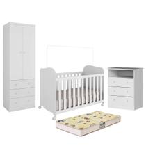 Dormitório Infantil Smim Guarda Roupa, Cômoda e Berço com Colchão Supreme - Móveis Peroba