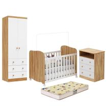 Dormitório Infantil Smim Guarda Roupa, Cômoda e Berço com Colchão Supreme - Móveis Peroba