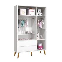 Dormitório Infantil Theo 3 Portas, Cômoda 6 Gavetas, Berço, Mesa de Canto Branco Fosco com Pés Amade Dormitório Infantil Theo 3 Portas, Cômoda 6 Gavetas, Berço, Mesa de Canto Branco Fosco com Pés Amade