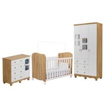 Dormitório Infantil Uli Guarda Roupa 3 Portas, Cômoda e Berço - Móveis Peroba Dormitório Infantil Uli Guarda Roupa 3 Portas, Cômoda e Berço - Móveis Peroba