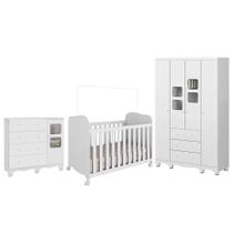 Dormitório Infantil Uli Guarda Roupa 4 Portas, Cômoda e Berço - Móveis Peroba Dormitório Infantil Uli Guarda Roupa 4 Portas, Cômoda e Berço - Móveis Peroba