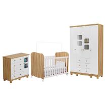 Dormitório Infantil Uli Guarda Roupa 4 Portas, Cômoda e Berço - Móveis Peroba Dormitório Infantil Uli Guarda Roupa 4 Portas, Cômoda e Berço - Móveis Peroba