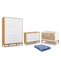 Dormitório Infantil Unique 4 Portas, Cômoda e Berço com Colchão - Matic Móveis