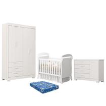 Dormitório Infantil Zaki Guarda Roupa, Cômoda e Berço Danny com Colchão Baby Physical - Reller Móveis