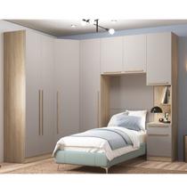 Dormitório Modulado 5 Peças 3 Guarda Roupas 1 Mesa de Cabeceira 1 Módulo Ponte San Diego Bege/Aveiro Oak/Cinza Urbano Dormitório Modulado 5 Peças 3 Guarda Roupas 1 Mesa de Cabeceira 1 Módulo Ponte San Diego Bege/Aveiro Oak/Cinza Urbano