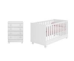 Dormitório Quarto Infantil 2 Peças Berço E Cômoda Branco Acetinado Qmovi Dormitório Quarto Infantil 2 Peças Berço E Cômoda Branco Acetinado Qmovi