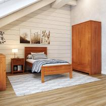 Dormitório Solteiro Cama Mesa de Cabeceira e Guarda Roupa Madma Dormitório Solteiro Cama Mesa de Cabeceira e Guarda Roupa Madma