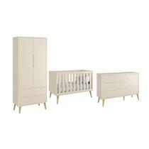 Dormitório Theo 2 Portas e Cômoda 1 Porta com Pés Madeira Natural - Reller Móveis