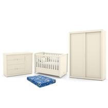 Dormitório Tutto New 2 Portas, Cômoda 1 Porta, Berço com Colchão - Matic Móveis Dormitório Tutto New 2 Portas, Cômoda 1 Porta, Berço com Colchão - Matic Móveis