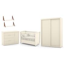 Dormitório Tutto New 2 Portas, Cômoda 1 Porta, Berço e Prateleiras - Matic Móveis Dormitório Tutto New 2 Portas, Cômoda 1 Porta, Berço e Prateleiras - Matic Móveis