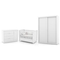 Dormitório Tutto New 2 Portas, Cômoda 1 Porta e Berço Branco Soft - Matic Móveis