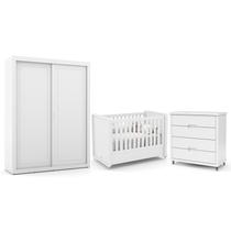 Dormitório Tutto New 2 Portas, Cômoda 4 Gavetas e Berço Branco Soft - Matic Móveis Dormitório Tutto New 2 Portas, Cômoda 4 Gavetas e Berço Branco Soft - Matic Móveis