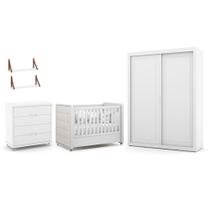 Dormitório Tutto New 2 Portas, Cômoda 4 Gavetas e Berço com Capitonê e Prateleiras - Matic Móveis