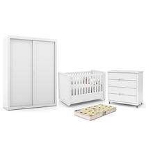Dormitório Tutto New 2 Portas, Cômoda 4 Gavetas e Berço com Colchão D18 - Matic Móveis