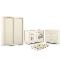 Dormitório Tutto New 2 Portas, Cômoda 4 Gavetas e Berço com Colchão D18 - Matic Móveis Dormitório Tutto New 2 Portas, Cômoda 4 Gavetas e Berço com Colchão D18 - Matic Móveis