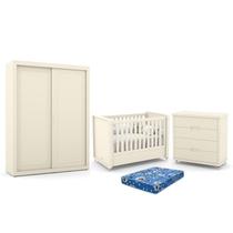 Dormitório Tutto New 2 Portas, Cômoda 4 Gavetas e Berço com Colchão - Matic Móveis Dormitório Tutto New 2 Portas, Cômoda 4 Gavetas e Berço com Colchão - Matic Móveis