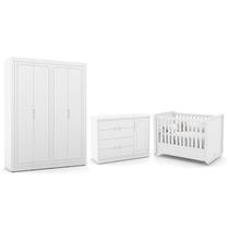 Dormitório Tutto New 4 Portas, Cômoda 1 Porta, Berço Branco Soft - Matic Móveis