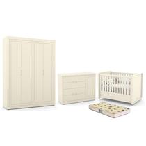 Dormitório Tutto New 4 Portas, Cômoda 1 Porta, Berço com Colchão D18 - Matic Móveis Dormitório Tutto New 4 Portas, Cômoda 1 Porta, Berço com Colchão D18 - Matic Móveis